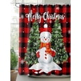 thumbnail image 2 of Merry Christmas Cute Snowman Xmas Tree Red and Black Buffalo Plaid Shower Curtain Set ，Waterproof Fabric Shower Curtains Shower Curtains for Bathroom,Bathroom Decor 72"x78", 2 of 6