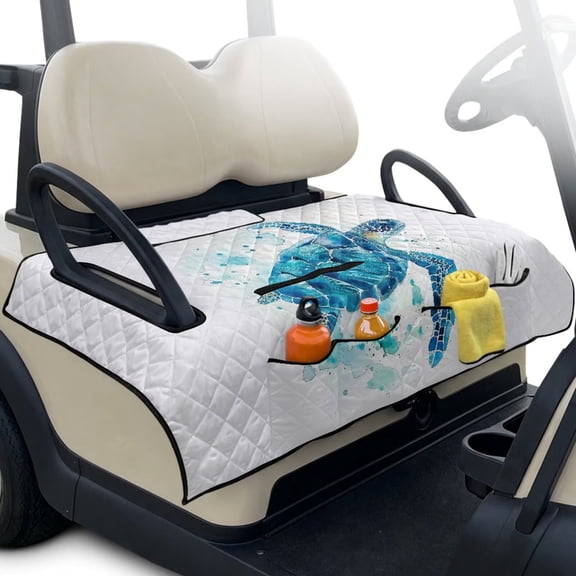 LedBack Sea Turtle Print Golf Cart Seat Covers 2 Passenger Travel-friendly Golf Cart Seat Towel Blanket Covers with Non-Slip Backing, 30 x 51 Inches