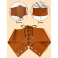 thumbnail image 4 of FEOYA Women Corset Belt Brown Vintage Elastic Wide Belt Lace Up Pirate Corset Belt Renaissance Corset Waistband Tied Waspie Belt Black PU Leathers Girdle for Dresses Daily Wear, 4 of 6
