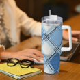 thumbnail image 5 of 40zo Ice Bar Cup With Handle Double Insulation Large Capacity Rust Prevention For Daily Travel And Other Scenes Argyle Plaid Lightskyblue_49288_1, 5 of 8
