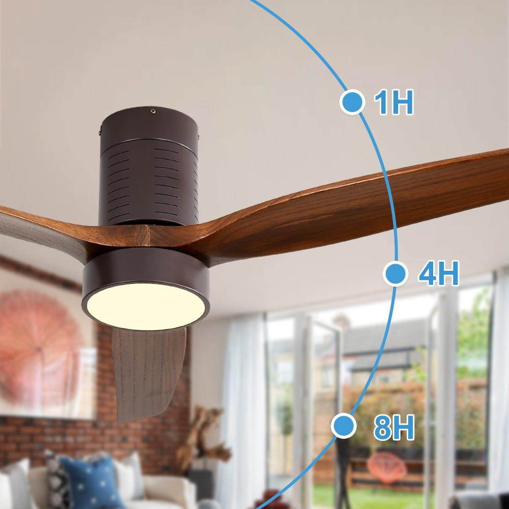 Sofucor 52" Flush Mount Ceiling Fan with Light and Remote Control, 3 Blades W/ Reverse Airflow, Bronze