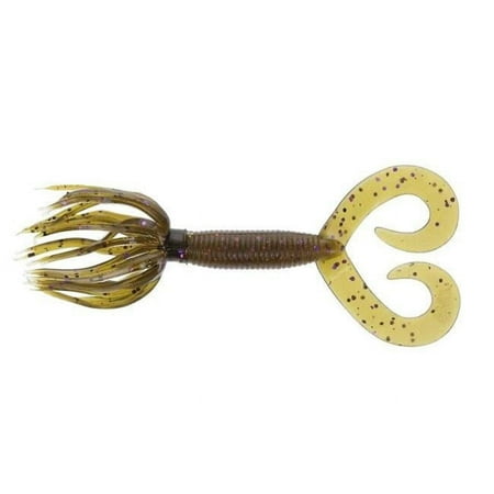 Yamamoto Baits Double Tail Hula Grubs - 10 Packs Green Pumpkin w/ Purple & Copp