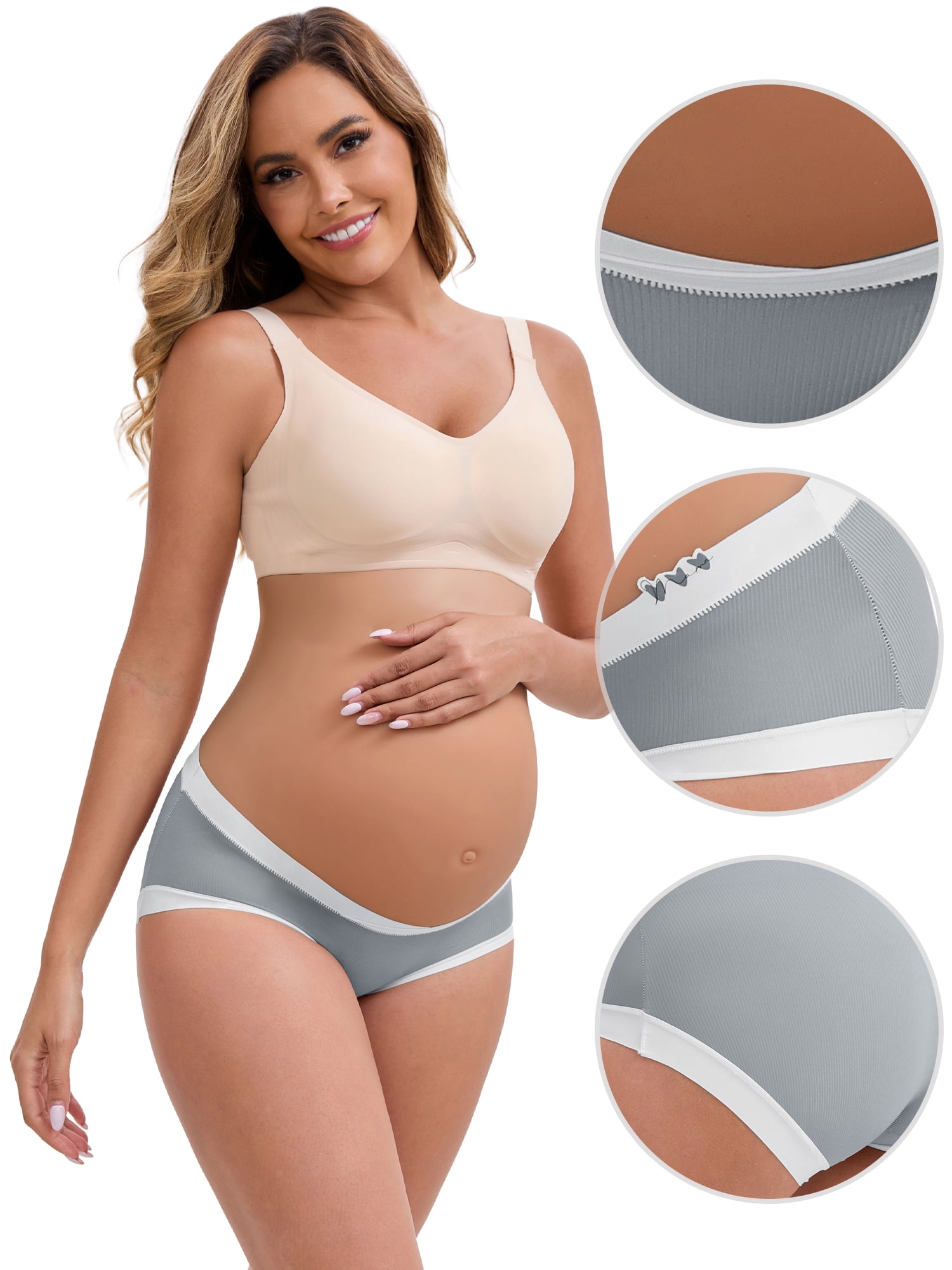 DARING DIVA Ice Silk Maternity Panties Under the Bump Briefs M 1 Gray 1 Black