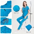 thumbnail image 4 of VIAOLI Zipper Scrubs for Women Set Work Utility Modern Nursing Uniform Athletic Healthy Beauty Wear Elastic Suit 8 Pockt, 4 of 6