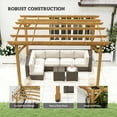 thumbnail image 6 of Outsunny 10' x 12' Outdoor Pergola, Wood Gazebo Grape Trellis with Arched Roof, Stable Structure for Climbing Plant Support, Dark Brown, 6 of 10