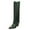 Green, variant on Women Classic Triangle Rivets Studs Pointed Closed Toe Knee High Boots Chunky Block High Heels Pull On Comfort Casual Office Wear Shoes Size 9 Blue