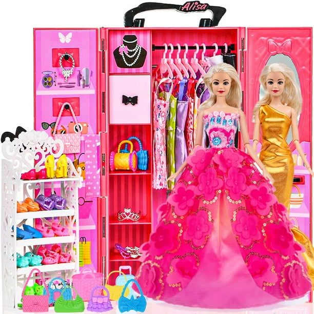 Set de armario ebuddy para muñeca niña de 11.5 pulgadas con 105 piezas