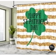 thumbnail image 4 of Ambesonne St Patrick's Day Shower Curtain, Clover on Stripes, 69"Wx84"L, Green Amber and Mustard, 4 of 4