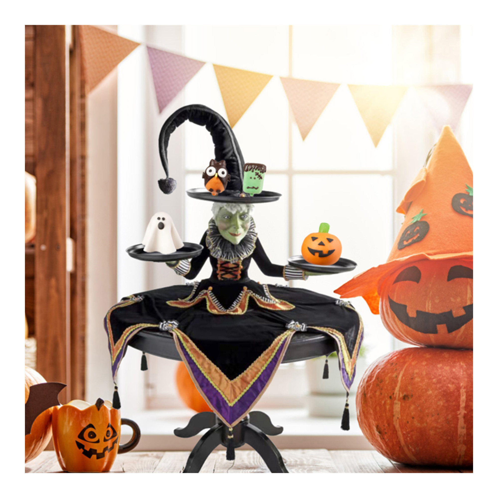 Halloween Witch Tabletop Server,Halloween Cupcake Witch Display Stand