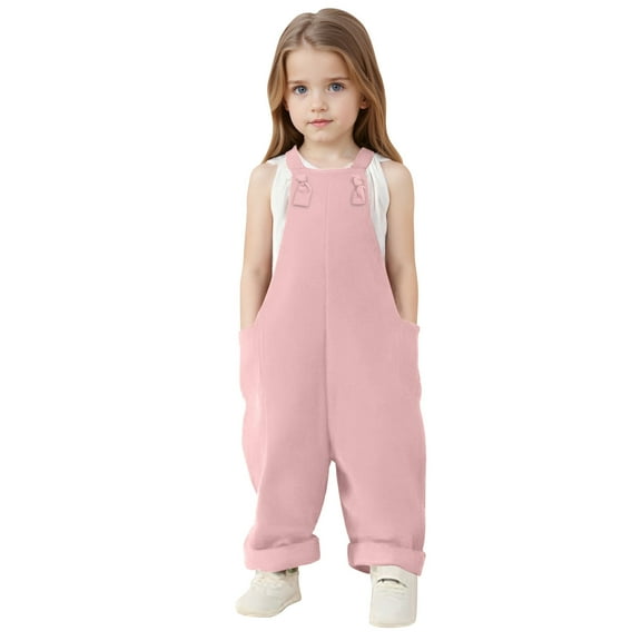 Girls' Jumpsuits Rompers Girls Summer Outfits with Pockets Adjustable Wide Leg Jumpsuit Outfits for Girls 2-3 Years Girls Fashion