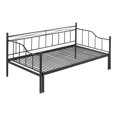 thumbnail image 2 of Kacho Twin Size Daybed with Pop Up Trundle, Metal Bedframe with Safety Guardrails, Daybed Frame for Teens Adults, Heavy Duty Steel Slat Support, No Box Spring Needed, Black, 2 of 7