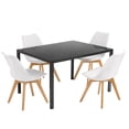 thumbnail image 1 of Comedor con Mesa en Vidrio Negro Moderna + 4 Sillas Tulip blanco, 1 of 8