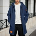 thumbnail image 2 of Trench Coat Men Zip Up Hooded Mid Length Windrbreaker Jackets (Blue S), 2 of 4