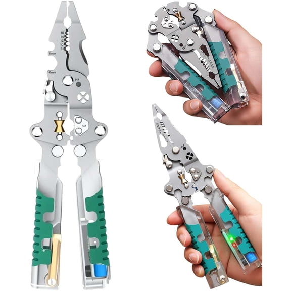 23-in-1 Folding Wire Stripper Pliers, 2026 Upgrade Multifunctional Tool with Voltage Detector, Crimper & Stylus Screwdriver for Cutting, Stripping & Pulling Wires
