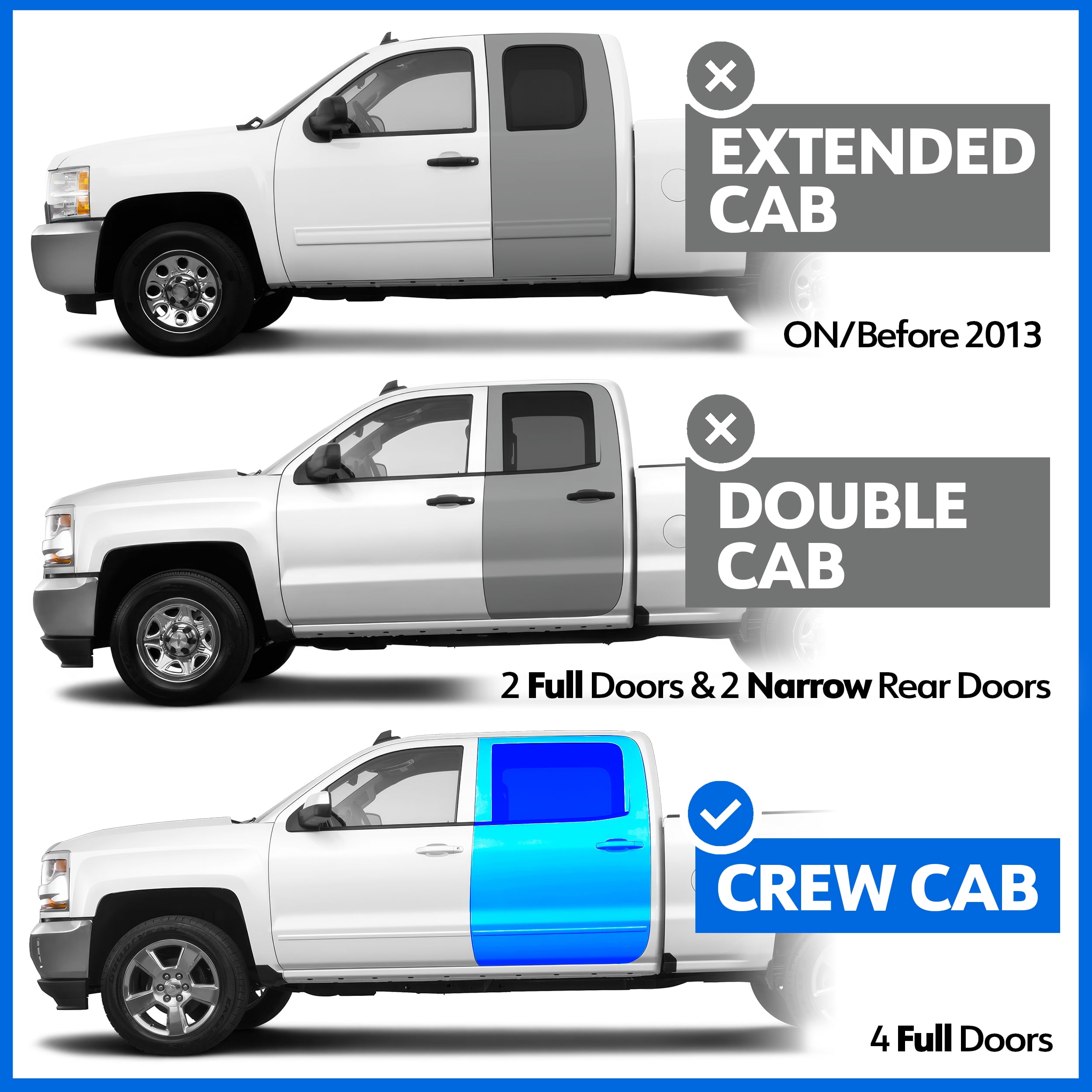 Tyger Auto Tyger Access Running Boards Compatible with 2007-2018 Chevy Silverado GMC Sierra 1500; 2007-2019 2500 3500HD; 2019 LD / Limited | Crew Cab | TG-AS2C24011 | Textured Black Drop Step Rail