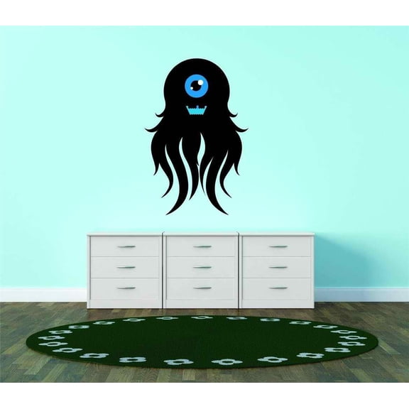 Design With Vinyl Artwork Hairy One Eyed Monster Extreme Ugliness Wall Decal for Children - Boys Toy Sticker Different Themed Décor - Size: 9 In x 20 In