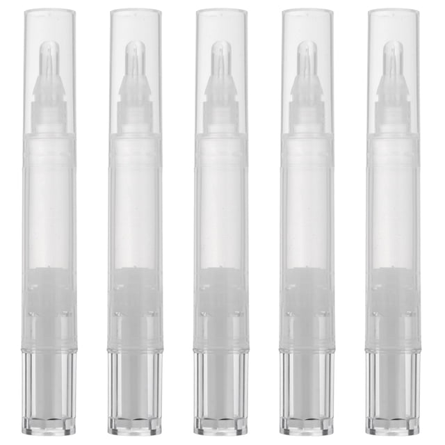 MasteelfCA 5pcs 5ML Transparent Pens Empty Nail Cuticle Oil Pen Lip Gloss Container Applicators Container Pen for Lip Gloss
