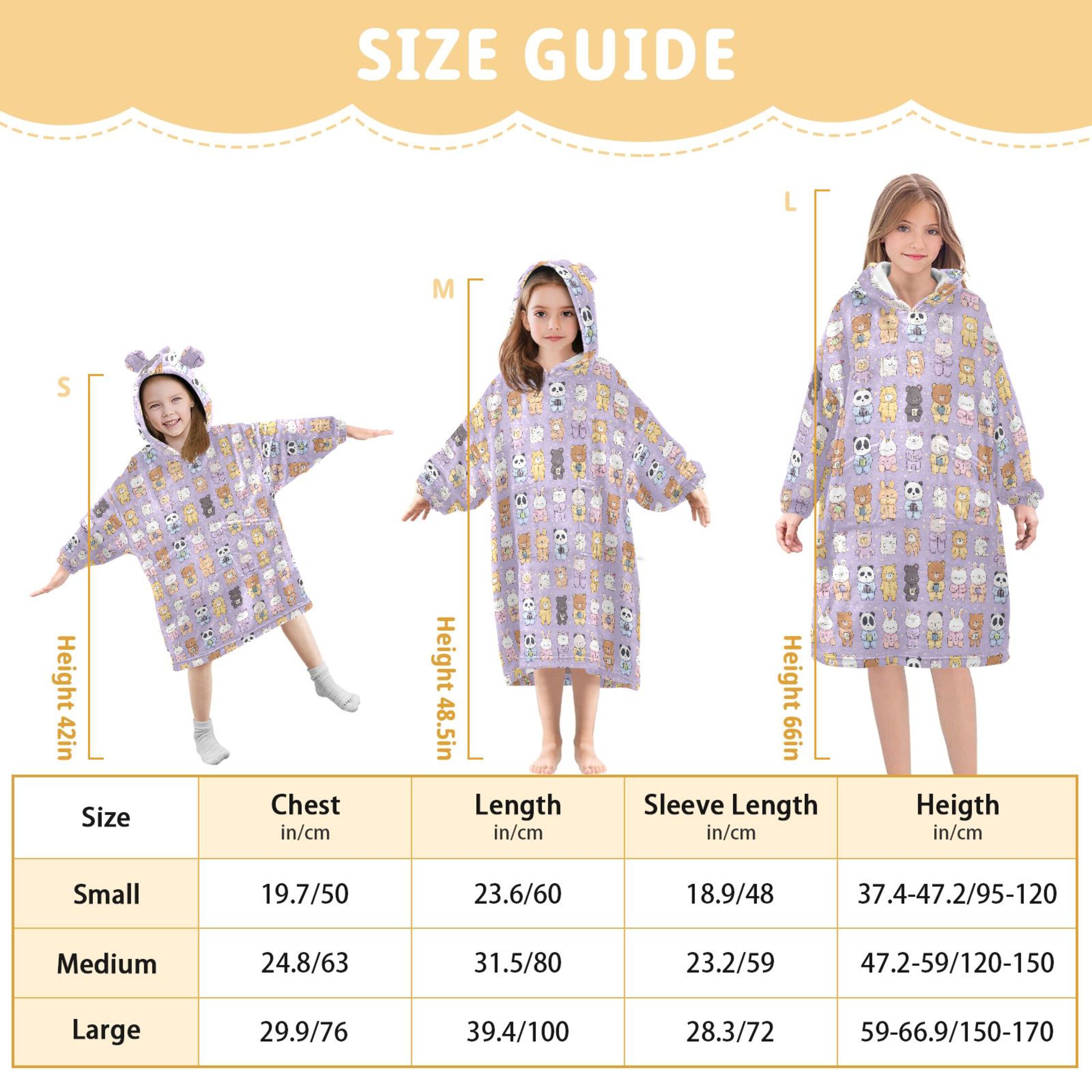 Wearable Blanket Hoodie for Kids Cute Animals in Pajamas Flannel Hooded Blanket with Pockets and Sleeves Suitable for Boys and Girls