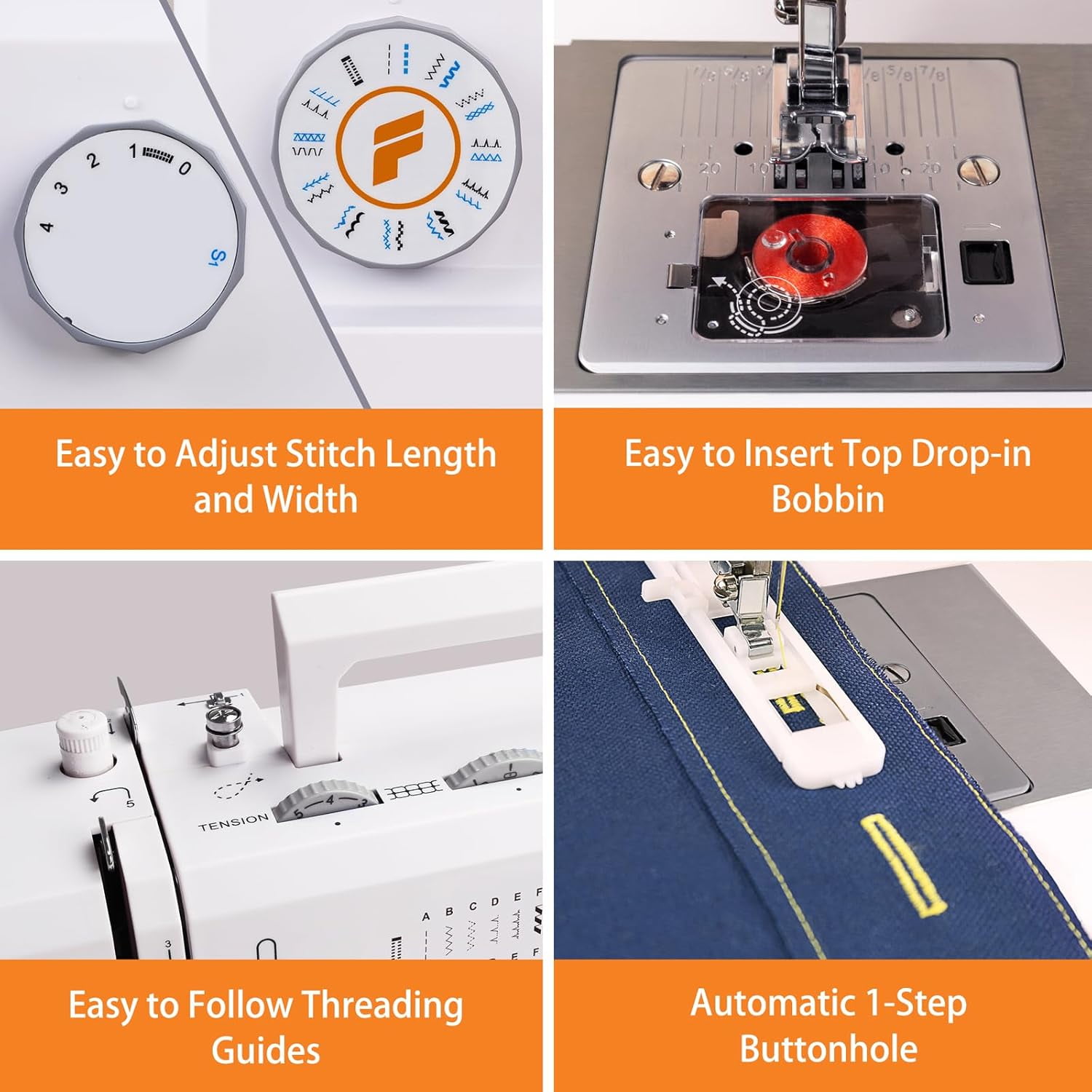 FEIYUE FYe350 Beginner Sewing Machine with Multiple Needle Positions, Energy Saving Servo Motor, 23 Built-in Stitches, Heavy Duty & Portables, Factory Serviced