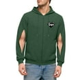 thumbnail image 2 of Txeol Army Green Zip Up Hoodies for Men Dialysis Sweatshirts with Arm Zipper Lightweight Hemodialysis Sweatshirt Jacket with Pockets,S, 2 of 7