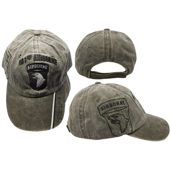 US ARMY 101ST ABN AIRBORNE DIVISION DISTRESSED VINTAGE BASEBALL CAP HAT OLIVE