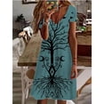 thumbnail image 7 of Women‘s Design Basic 3D Printing Painting Dress V-neck Short Sleeve Ink Flower Pattern Dress 2024 Summer Women‘s Dress, 7 of 7
