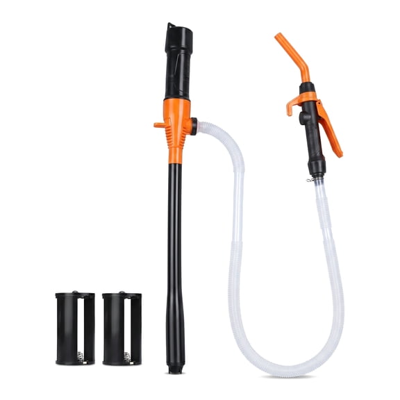 Electric Fuel Transfer Pump - Battery Operated Siphon Pump, 2.4 GPM for Gas, Diesel, and Water, Deep Orange