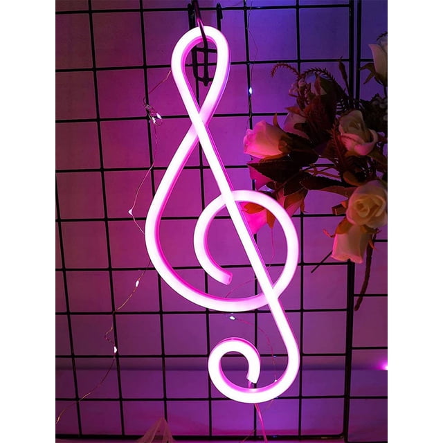 LED Music Neon Light Colorful Neon Lamp Wall Mounted Music Note Nightlight Decorative Table Light for Birthday Bar Christmas Party