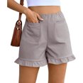 thumbnail image 2 of High Waist Women Straight Leg Ruffle Shorts Dressy Bottom, 2 of 6