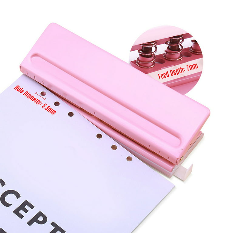 Officemate Adjustable 6-Hole Punch for Planners and Binders, 8 Sheet Capacity, Pink (90161)