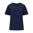 thumbnail image 5 of Otntypg Oversize Crewneck T-Shirts for Women Loose Fit Casual Summer Short Sleeve Basic Workout Tees Tops Loose Fit Soft Cotton Blouses Navy M, 5 of 10