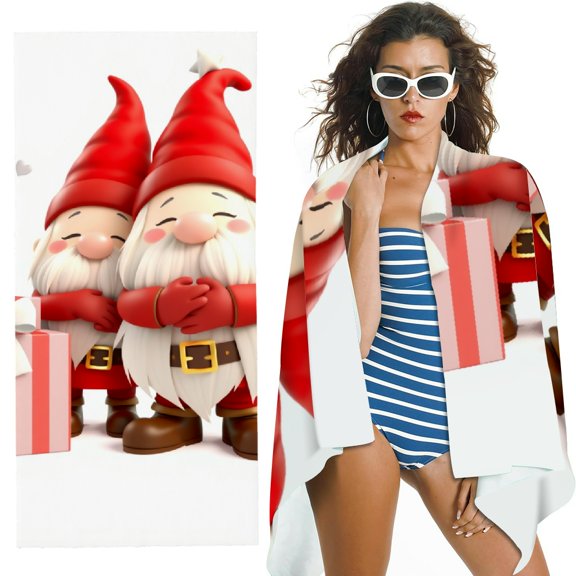 RKSupls Christmas Gnome Gift Microfiber Beach Towel, Extra Large Quick Dry Lightweight Absorbent Towel for Travel Swimming Camping, Soft Super Absorbent- 30x60 in