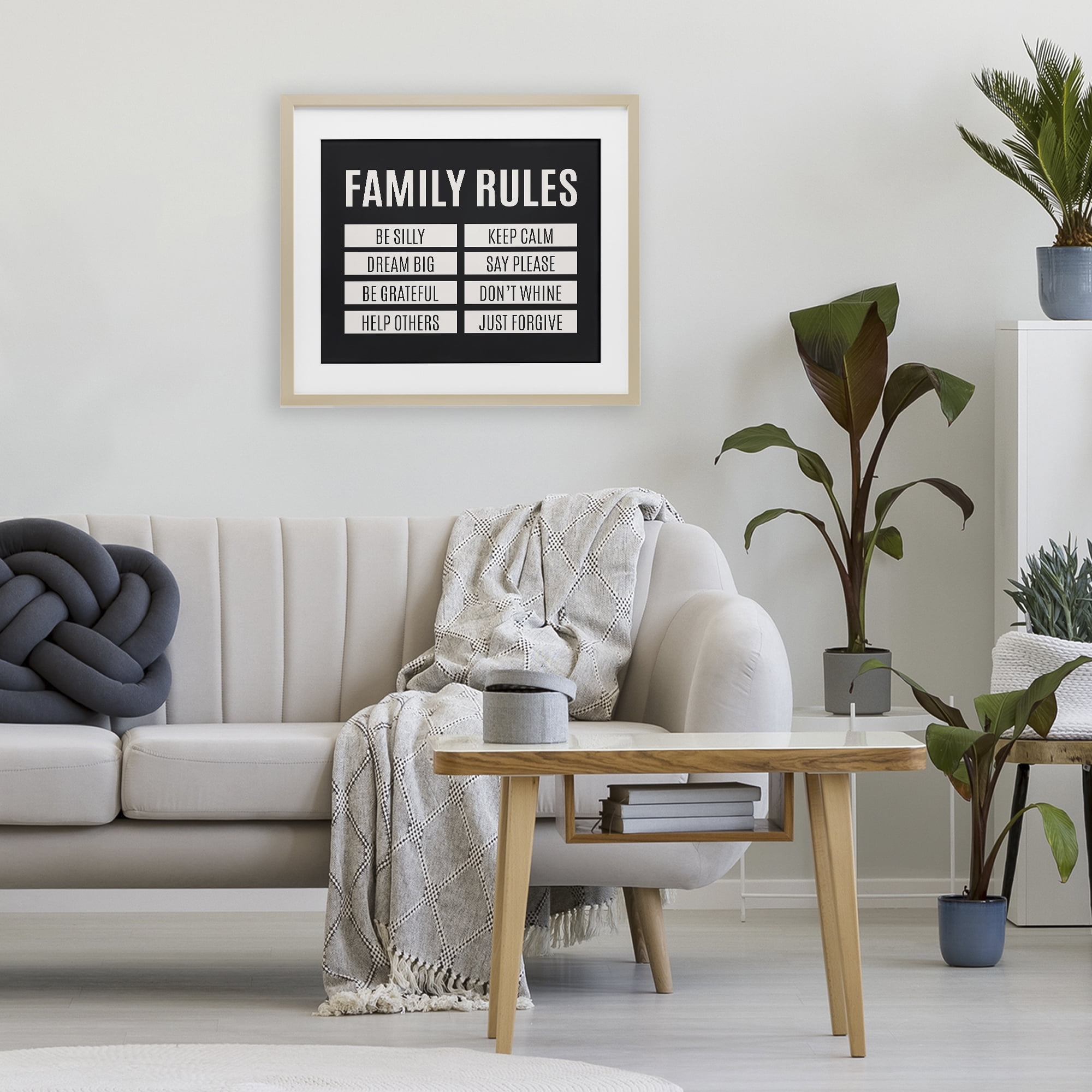 Stupell Industries Family Rules Simple Black Birch Framed Print Under Glass, design by SD Graphics Studio