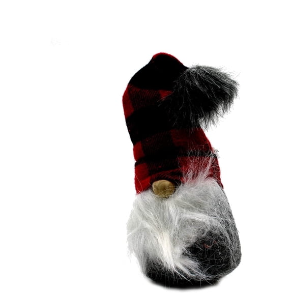 MeraVic - Red Buffalo Plaid Gnome - 10 inches - Fall and Winter Decorations - Felt - Bearded - Red Buffalo Plaid Gnome