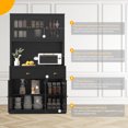 thumbnail image 5 of VEIKOUS 71'' Kitchen Pantry Storage Cabinet w/Microwave Stand and Buffet Hutch Cupboard, Black, 5 of 15
