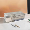 thumbnail image 4 of Transparent Desktop Storage Box, Plastic Organizer for Masks Stationery Cosmetics, Gray, 10.83x6.89x2.36in to 5.91in, Stackable & Smooth, 4 of 6