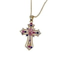 thumbnail image 4 of Valentine Day Gift Gold Retro Cross Pendant Necklace with Zircon Accents, 4 of 5