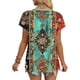 thumbnail image 5 of Tops de Manga Corta de Verano para las Mujeres No Posicionamiento Impresión Color Sólido V-Cuello Blusa, las Mujeres de Manga Corta de Verano Tops de Uso Diario Casual, 5 of 7
