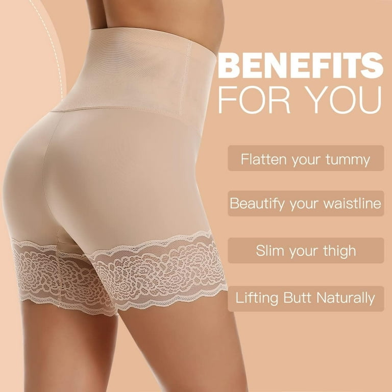 WOWENY 2 Packs Tummy Control Shapewear Shorts for Women Seamless Shaping  Boyshorts Thigh Slimmer Body Shaper Panties for Under Dresses(2 Pack Beige,  Small) at  Women's Clothing store