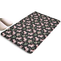 Black Cartoon Unicorn Floral Flannel Non Slip Door Rugs,Washable Door Mats Indoor,Decorative Door Mats,Dirt-Resistant and Absorbent Doormat for Entrance,Bedroom,Kitchen,Bathroom,23.5"x16"