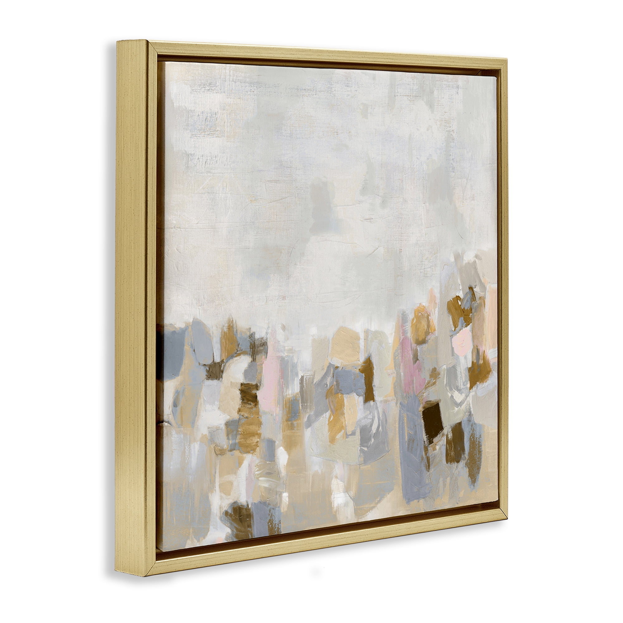 Stupell Industries Beige Southwestern Rustic Abstract Painting Gold Floater Framed Canvas Art Print Wall Art, 18 x 18