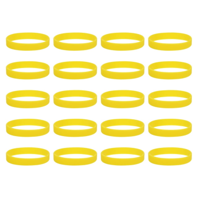 20Pcs Silicone Rubber Bands Non-slip 4 Inch Flat for Books, Yellow
