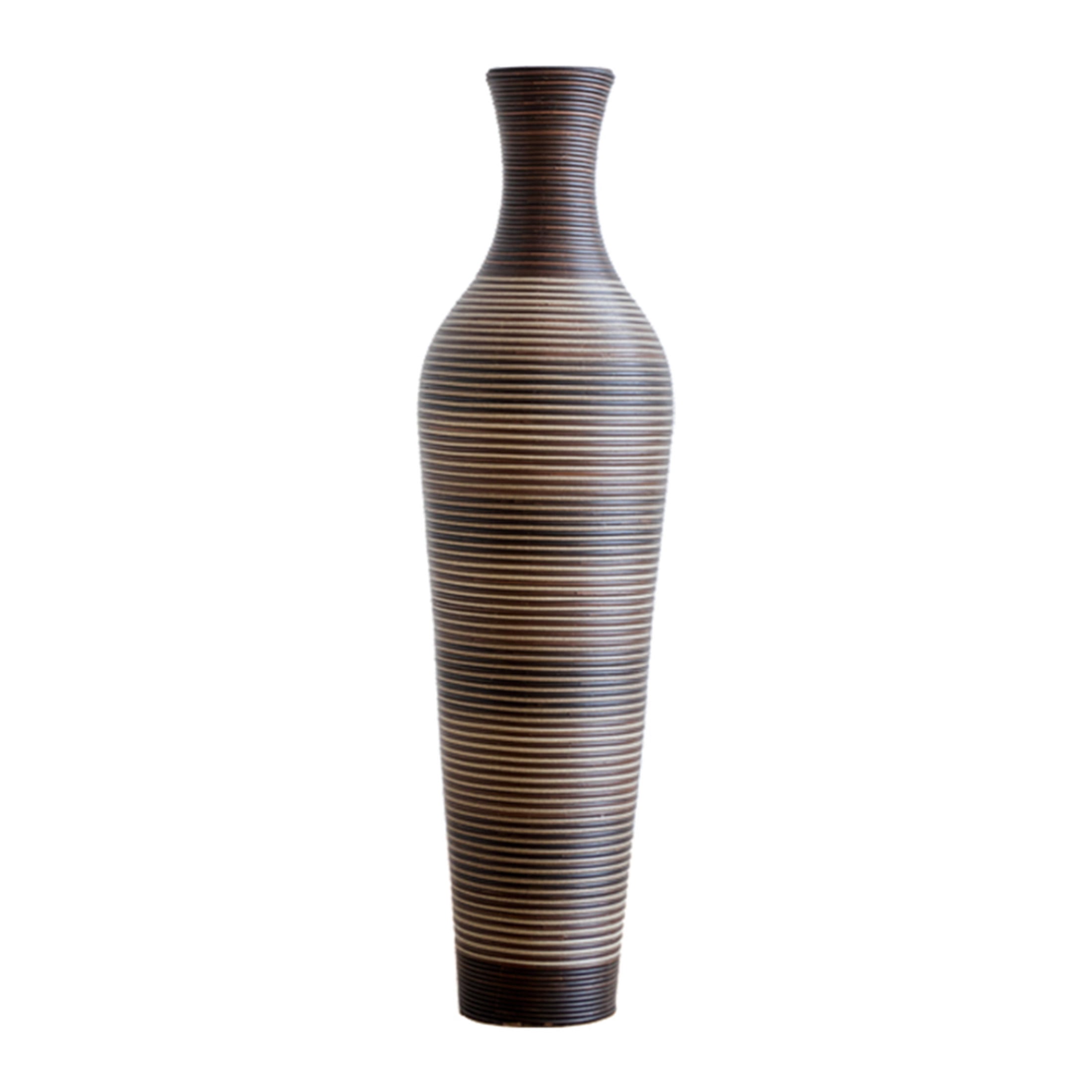 Noble House 39.37" Tall Handcrafted PVC Floor Vase, Textured Brown Gradient Decorative Vase, Black+Brown