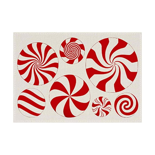 Red Christmas Candy Placemats White Cute Candy Canes Table Mat Linen Burlap Washable Double Heat Insulation For Dining Table Kitchen Table Pottery Chargers Pottery Charger Plates End Table round