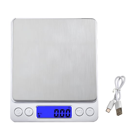 GJX Digital Kitchen Scale USB Charging High Accuracy Tare Function Electronic Scale LCD Display 2 Trays Food Small Items Scale for Cooking Baking
