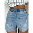thumbnail image 2 of Women's Myosotis High Waist Distressed Denim Shorts with Drawstring | [ZhiHiMeRi] | 10, 2 of 12