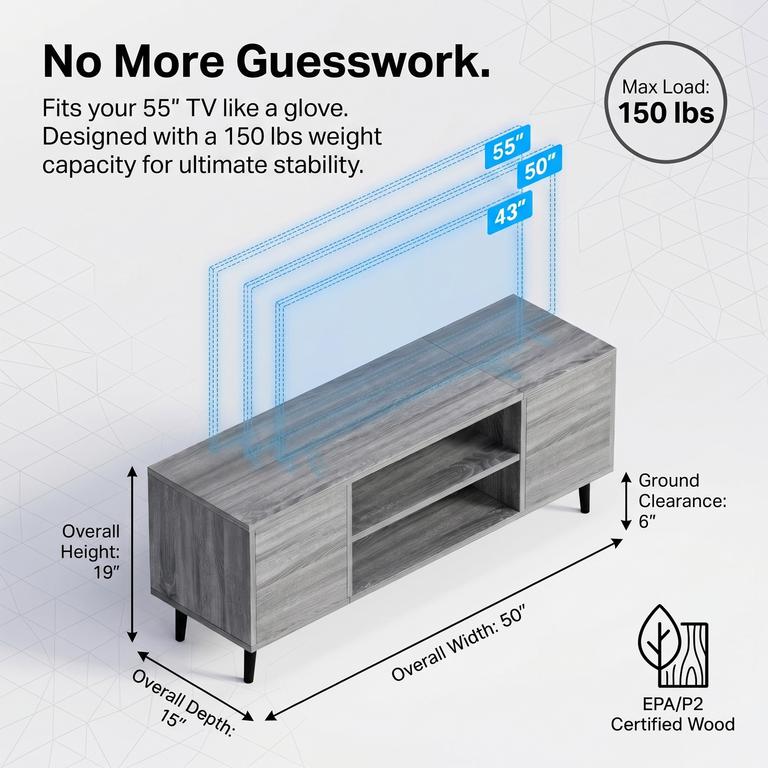 Homall Modern TV Stand for 55" TVs, Gray photo 6
