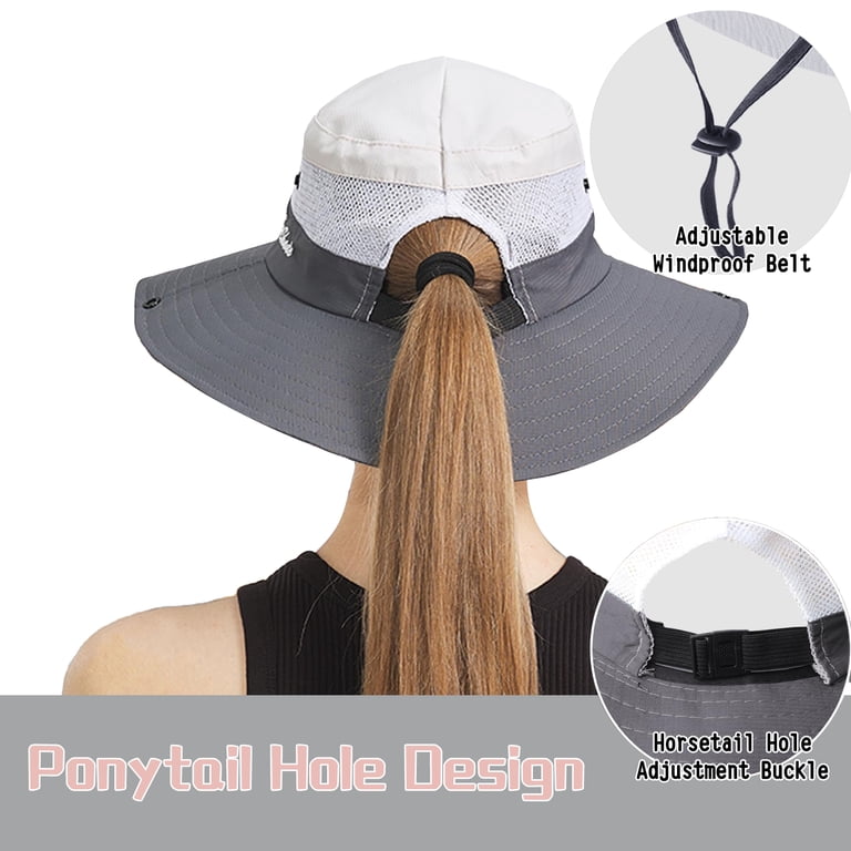 Cooling UPF 50+ Wide Brim Beach Straw Hat with Ponytail Opening and Adjustable RoamRider Women main image 4