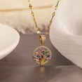 thumbnail image 2 of 18K Gold Plated Tree of Life Pendant Necklace for Women Men | Gold Cubic Zirconia Inlay Life Tree Pendant Necklace | Figaro Chain Necklace, 2 of 6