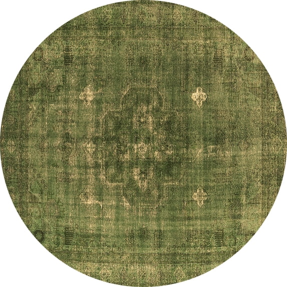 Ahgly Company Indoor Round Oriental Brown Industrial Area Rugs, 6' Round
